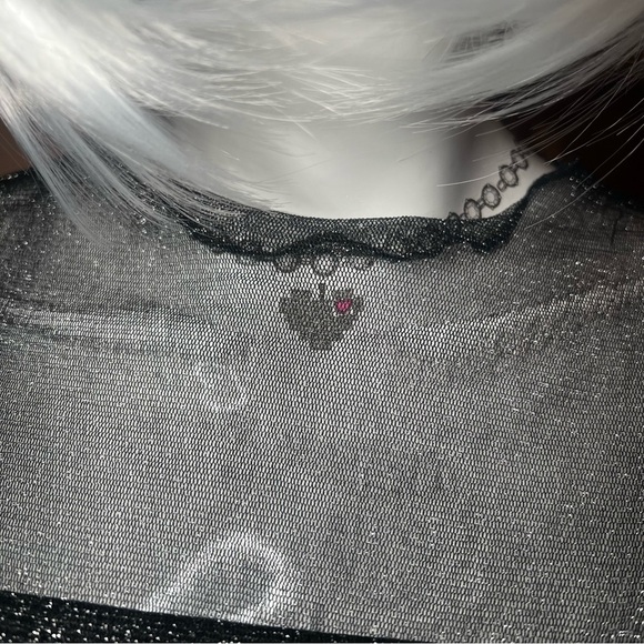 💎 Black & SILVER Sparkly Mesh CutOut Glitter Sparkly LongSleeve Fitted Dress - Picture 4 of 8